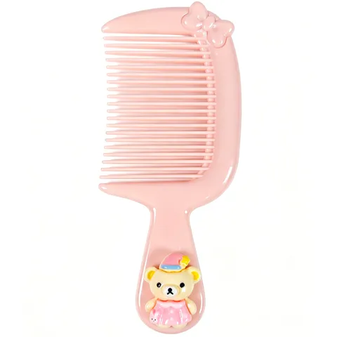 Cute Cartoon Bear Hair Comb Portable Small Hairbrush For Kids Hair Styling Detangling Brush With Bow Pink Blue Daily Use