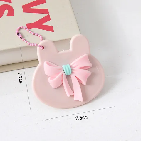 Cute Cartoon Rabbit Shaped Makeup Mirror Sweet Bowknot Design Portable Handheld Compact Pocket Mirror Vanity Decorative Mirror For Women Daily Travel