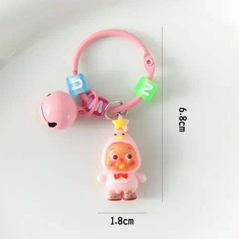 Simpatico Portachiavi con Statuetta in Resina Stella di Cartone Animato Ciondolo per Borsa con Perline Colorate e Campanello Decorazione