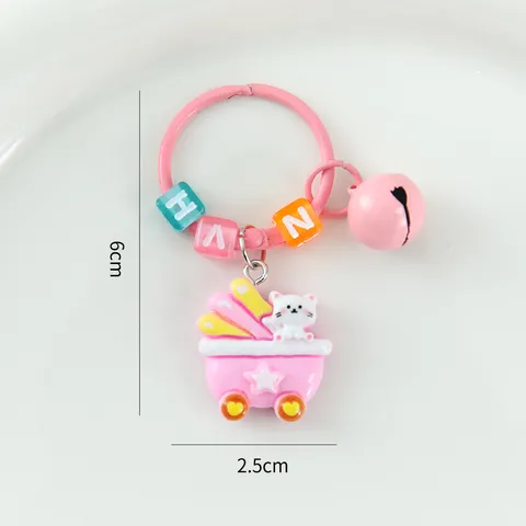 Cute Cartoon Resin Keychain Sweet Animal Bear Rabbit Charm Pendant Colorful Bell Letter Beads School Bag Accessory For Friends Student Gift