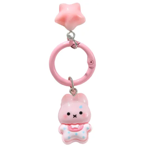 Cute Resin Star Bear Rabbit Keychain Pendant Cartoon Creamy Color Animal Keyring Bag Accessory For Women Girls Gift