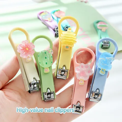 Portable Anti-Splash Nail Clipper Cute Cartoon Popsicle Design Macaron Color Finger Nail Trimmer