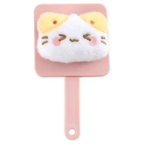 Cute Cartoon Cat Handheld Makeup Mirror With Comb Portable Plastic Vanity Mirror For Women Girls Daily Beauty Tool
