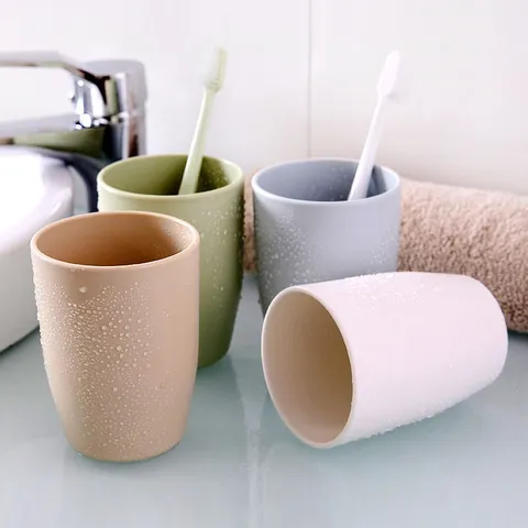 Modern Minimalist Plastic Mouthwash Cup Solid Color Eco-Friendly Toothbrush Cup Couple Home Bathroom Drinking Cup