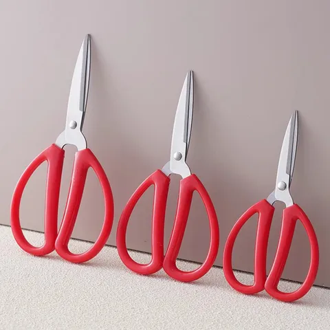 Household Stainless Steel Scissors Office Stationery Craft Cutting Scissors Red Plastic Handle Tailor Fabric Scissors