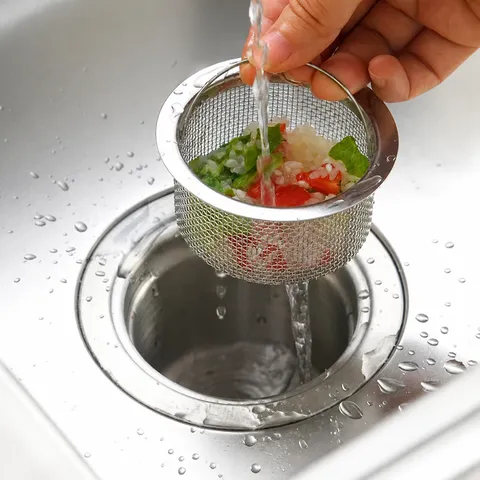 Stainless Steel Kitchen Sink Strainer Basket Anti Clogging Drain Filter With Convenient Handle For Washing Basin