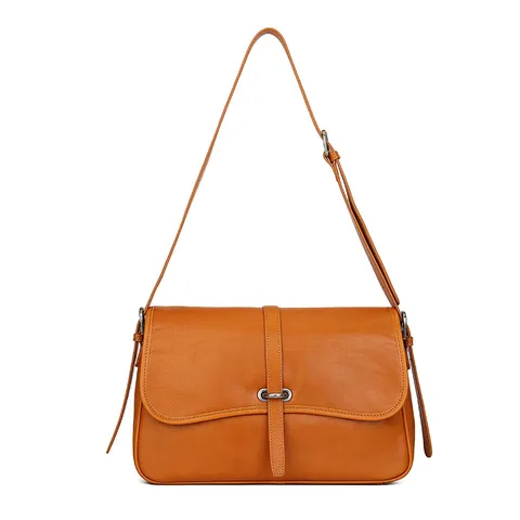 Retro Genuine Leather Women Messenger Bag Niche Commuting High-End Large Capacity Underarm Shoulder Bag