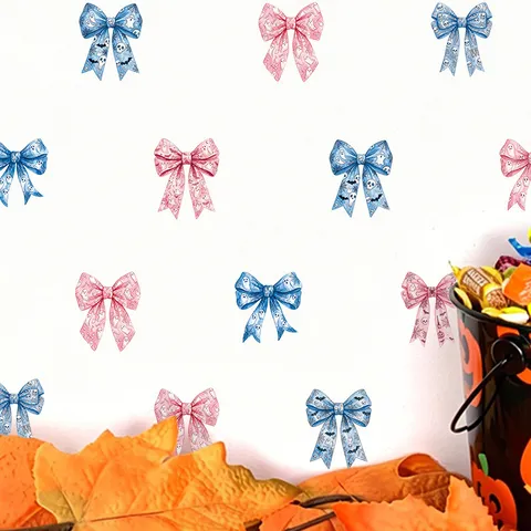 Adesivi Murali di Halloween Rosso Blu Fantasma Pipistrello Fiocco PVC Autoadesivo Decals Per Festa di Festival Arredamento Arte Murale