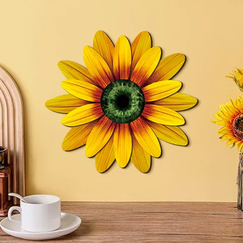Pastoral Wood Sunflower Wall Hanging Decor Eye Pattern Sunflower Wooden Sign For Living Room Kitchen Bedroom Wall Art Ornament