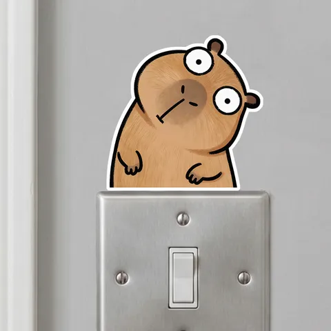 Niedliches Cartoon Tier Capybara Selbstklebende PVC Wandtattoo Für Wohnzimmer Schlafzimmer Schalter Dekoration Heimdekoration