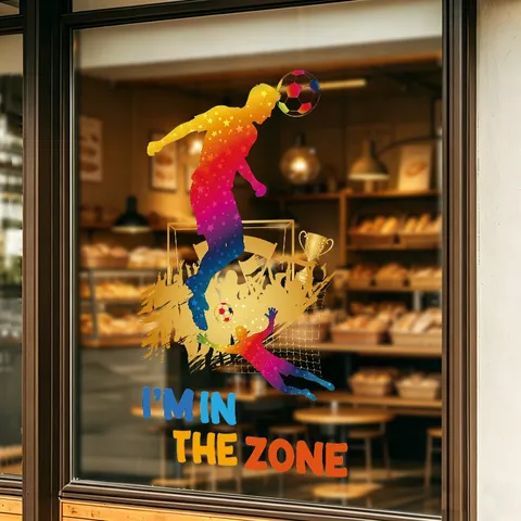 Weltcup Fußballspieler Fensteraufkleber Motivierende Aquarell Statische Glasaufkleber PVC Aufkleber Für Home Office Schaufenster Deko