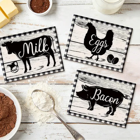 Vintage Boerderijdier Houten Wanddecoratie Silhouet Koe Haan Varken Hangend Bord Voor Keuken Eetkamer Rustieke Boerderij Muurkunst Decoratie