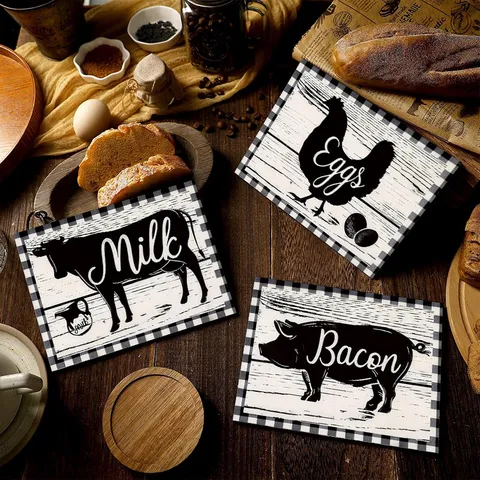 Vintage Boerderijdier Houten Wanddecoratie Silhouet Koe Haan Varken Hangend Bord Voor Keuken Eetkamer Rustieke Boerderij Muurkunst Decoratie