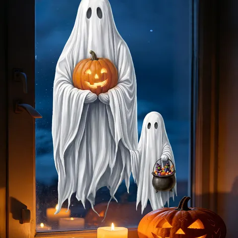 Halloween Geist Kürbis Wandtattoo PVC Selbstklebende Aufkleber Für Wohnzimmer Fenster Dekoration Festival Party Ornamente