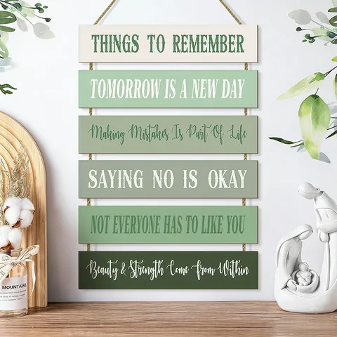 Frische Moderne Holz Wandplakette Mit Inspirierenden Slogans Farbverlauf Mehrschichtige Holz Deko Schild Für Wohnzimmer Schlafzimmer