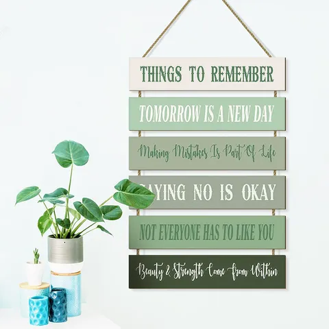 Frische Moderne Holz Wandplakette Mit Inspirierenden Slogans Farbverlauf Mehrschichtige Holz Deko Schild Für Wohnzimmer Schlafzimmer