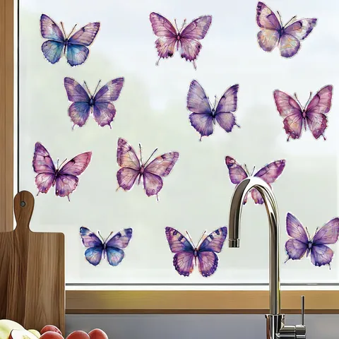 Holografische Schmetterling Fensteraufkleber PVC Laser Statische Haftung Farbige Tier Glasaufkleber Dekorative Schlafzimmer Fenstersticker