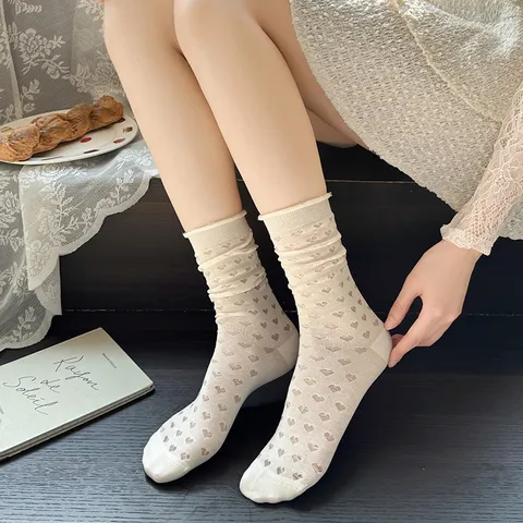 Chaussettes Ras Du Cou En Dentelle Ajourées Respirantes Et Minces D'été Pour Femmes Style Doux Japonais Chaussettes Empérables En Coton Blanc Mode Hôtellerie
