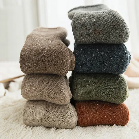 Women's Winter Thick Fleece Lined Thermal Wool Socks Solid Color Warm Snow Socks