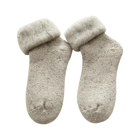 Dames Winter Dikke Fleece-gefoterde Thermische Wollen Sokken Effen Kleur