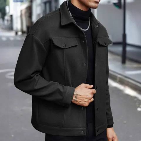 Heren Casual Business Revers Jas Herfst Winter Effen Kleur Lange Mouw Enkelgespeld Jas Met Zakken
