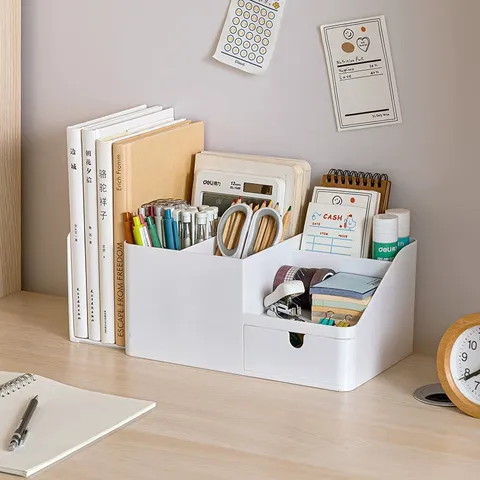 Retractable Bookend Desktop Storage Box Plastic Multifunctional Office Desk Organizer Student Dormitory Stationery Holder