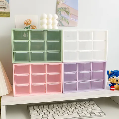 Transparent Drawer Desktop Storage Box Plastic Multigrid Sundries Organizer For Office Dormitory Makeup Stationery