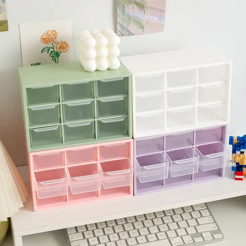 Transparent Drawer Desktop Storage Box Plastic Multigrid Sundries Organizer For Office Dormitory Makeup Stationery