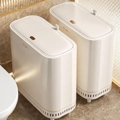 Poubelle en Plastique Étroite Avec Couvercle à Pression Double Bac Pour Salle de Bains Toilette Cuisine