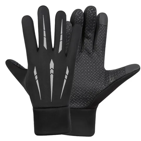 Men Winter Cycling Gloves Touchscreen Windproof Waterproof Thermal Fleece Lined Full Finger Outdoor Sports Riding Gloves