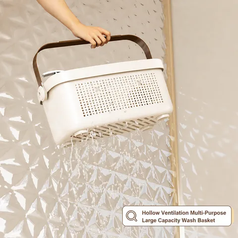 Portable Plastic Shower Caddy Storage Basket Hollow Out Bathroom Organizer Tote With Handle For Dormitory Daily Use