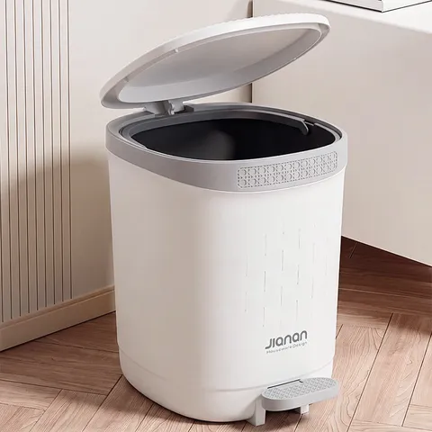 Household Foot Pedal Trash Can 12L Large Capacity Plastic Garbage Bin With Lid For Kitchen Bathroom Bedroom Living Room
