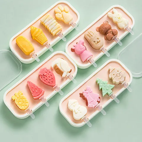 Food Grade Silicone Ice Cream Mold DIY Popsicle Maker With Lid And Sticks Kitchen Baking Mold Tool