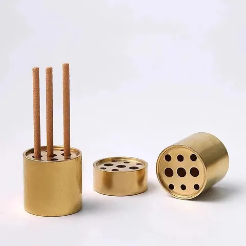 Pure Brass Nine-Hole Incense Holder Small Censer Base Desktop Aromatherapy Incense Stick Holder Home Tea Ceremony Decor