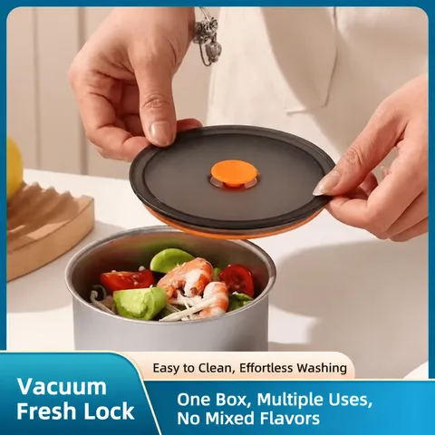 Bol de Conservation en Acier Inoxydable Avec Couvercle Scellé Rond Contenant de Stockage des Aliments Boîte à Bento Étanche Pour Cuisine