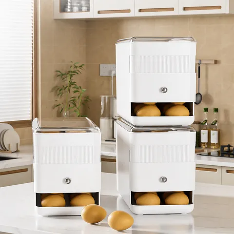 Kitchen Refrigerator Rolling Egg Storage Box Plastic Multi-Layer Egg Holder Organizer For Fridge Kitchen