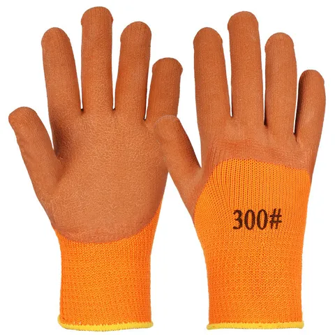 Gants de Travail d'Hiver Revêtus de Latex Doublés Polaire Tricot Antidérapants Résistants à l'Usure pour Construction