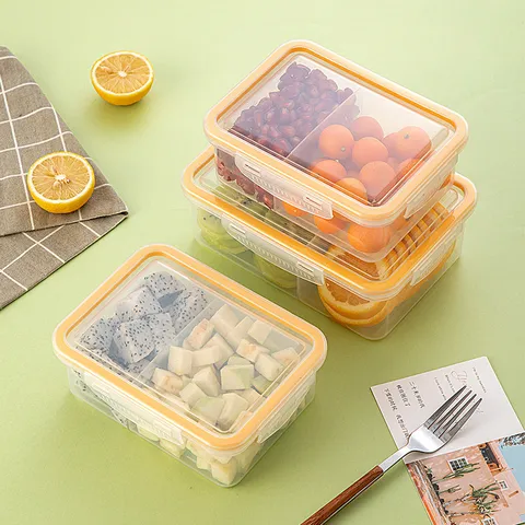 Portable Plastic Fresh Keeping Box With Compartments Leakproof Food Storage Container For Fruit Student Lunch Box
