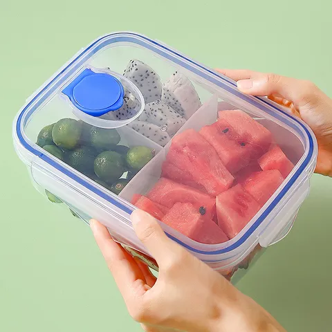 Transparent Plastic Lunch Box Compartment Bento Box With Spoon For Students And Office Workers Food Storage