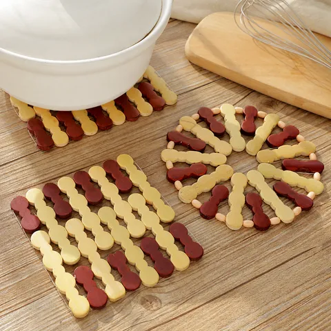 Foldable Bamboo Heat Insulation Pad Wooden Trivet Anti Scald Mat For Dining Table Bowl Pot Cup Kitchen Accessories