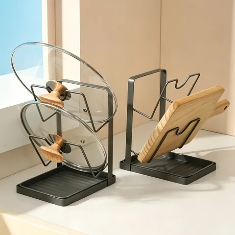 Multifunctionele Keuken Pannedekselhouder Koolstofstaal Snijplank Opbergrek Ponsvrij Meerlaagse Bureau Organizer
