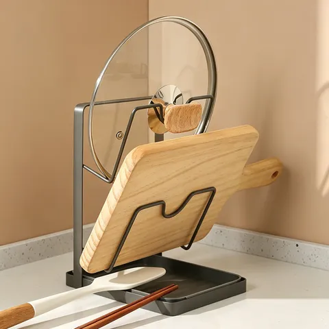 Multifunctionele Keuken Pannedekselhouder Koolstofstaal Snijplank Opbergrek Ponsvrij Meerlaagse Bureau Organizer