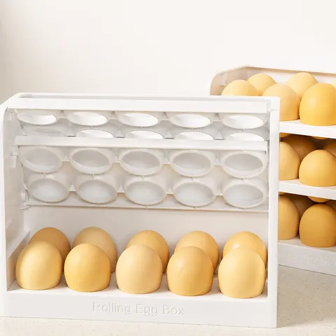 Refrigerator Egg Storage Box 3-Layer Flip Egg Holder Clear Plastic Kitchen Organizer For Fridge Side Door Food Container