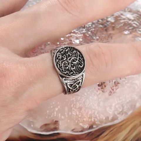 Anillo Vintage Árbol de la Vida Celta para Hombre Retro Geométrico Aleación de Zinc Anillo de Dedo Joyería de Moda de Fiesta para Hombres