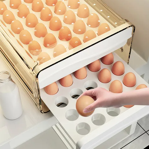 Transparent Plastic Egg Storage Box Drawer Type Refrigerator Fresh Keeping Egg Holder Kitchen Organizer Container