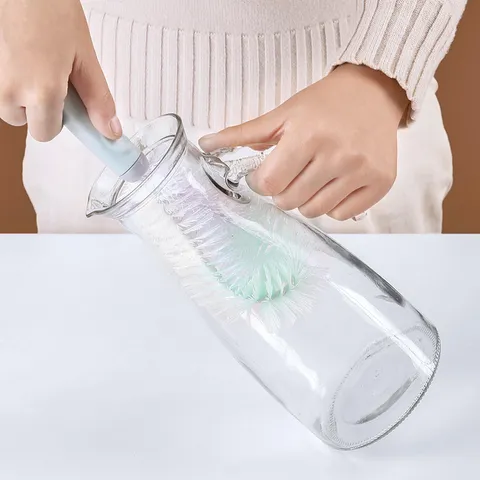 Long Handle Cup Brush Bottle Cleaner Cleaning Tool Plastic Handle Nylon Bristles For Glass Water Bottle Teacup Kitchen