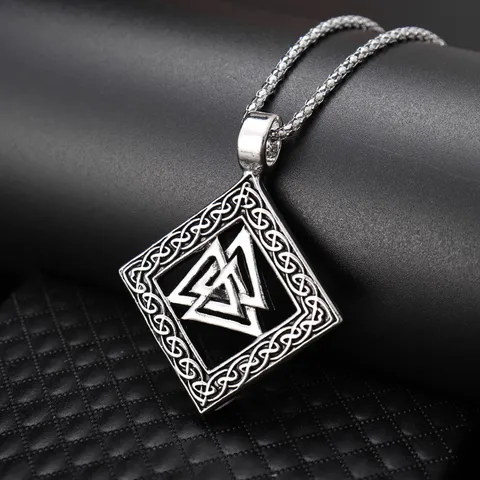 Κολιέ Μενταγιόν Σύμβολο Τρίγωνο Viking Valknut Ρετρό Φθαρμένο Ανδρικό Κράμα Ψευδαργύρου Κοσμήματα Γεωμετρικά