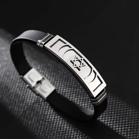 Fashion Stainless Steel Silicone Bracelet For Men Unisex Geometric Hollow Love Wings Skull Wristband Trend Sport Jewelry Gift