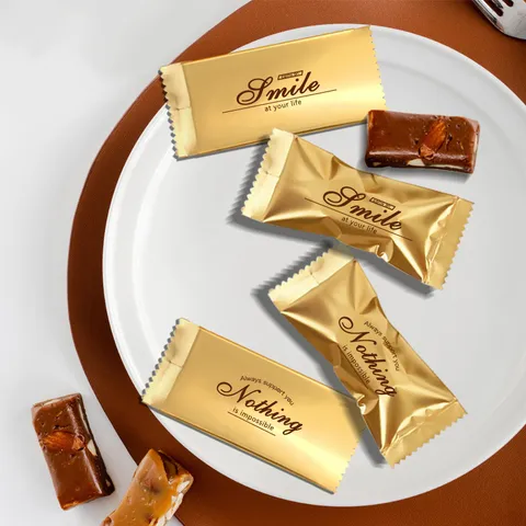 Thickened Disposable Food Packaging Bags Gold Letter Printed Aluminum Foil Cookie Nougat Biscuit Sealing Packing Bags