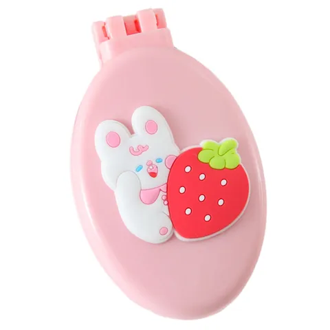 Brosse à Cheveux Pliable Portable Avec Miroir de Maquillage Compact Macaron Mignon Patch de Dessin Animé Mini Peigne de Massage de Poche Pour Femmes